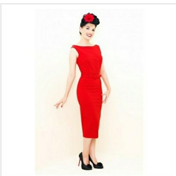 NWT Bettie Page Jazmin wiggle dress sz XL Red - Picture 2 of 7